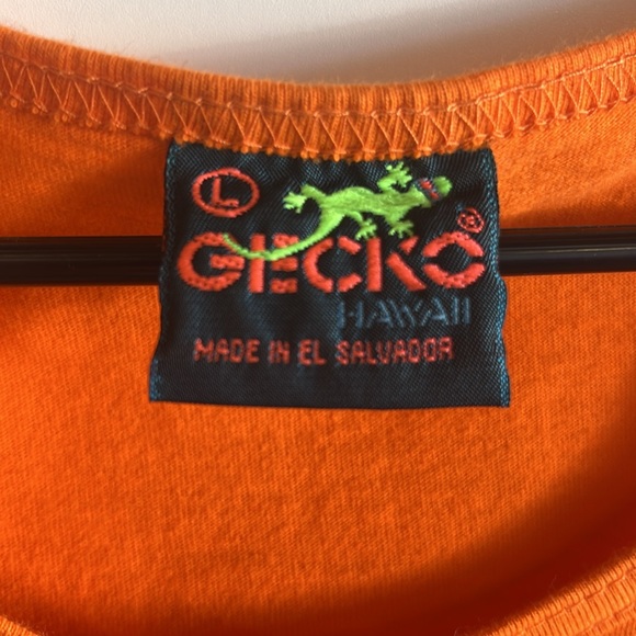 GECKO HAWAII. Large. Orange. Mens Tank Top. Vintage. Front and back graphic. - Picture 8 of 8